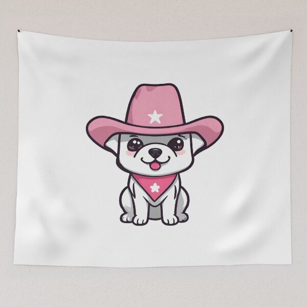 Item preview, Cute Dog wearing a pink cowboy hat, Pink Dog, Puppy designed and sold by PurpleWay.