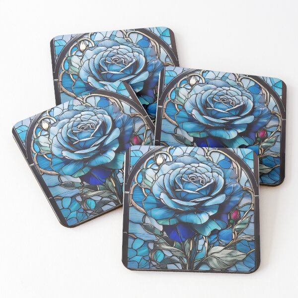 Item preview, Stunning Blue Rose Stained Glass Art (755) designed and sold by WASjourney.