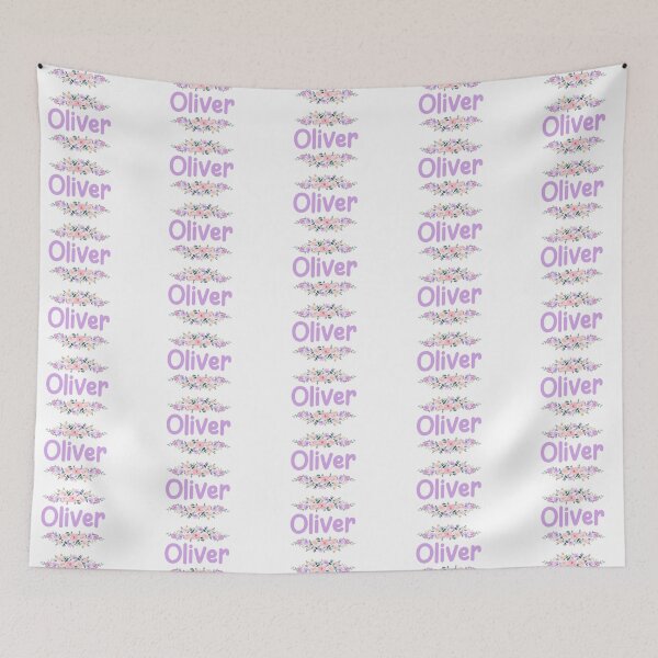 Item preview, Purple Flower Oliver Name Label designed and sold by NormadWorld.