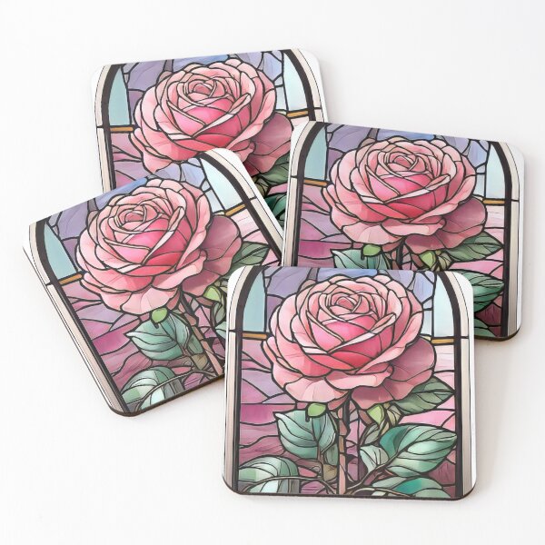 Item preview, Stained Glass Pink Rose (757) designed and sold by WASjourney.