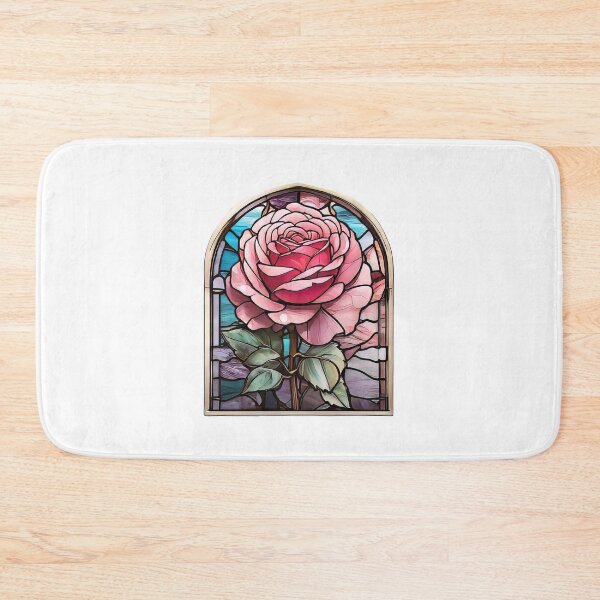 Item preview, Pink Rose Stained Glass Window (758) designed and sold by WASjourney.