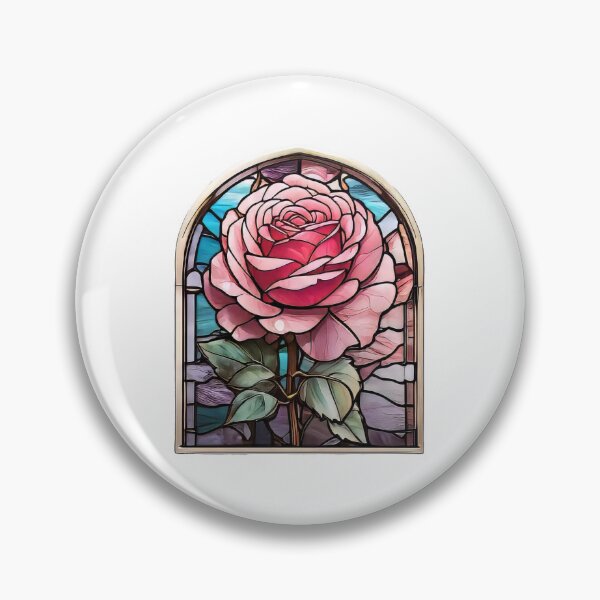 Item preview, Pink Rose Stained Glass Window (758) designed and sold by WASjourney.