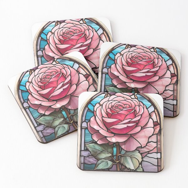 Item preview, Pink Rose Stained Glass Window (758) designed and sold by WASjourney.