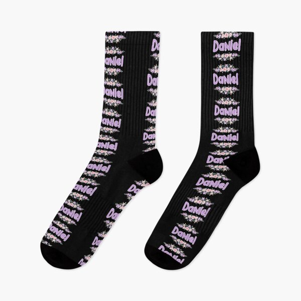 Item preview, Purple Flower Daniel Name Label (Black) designed and sold by NormadWorld.