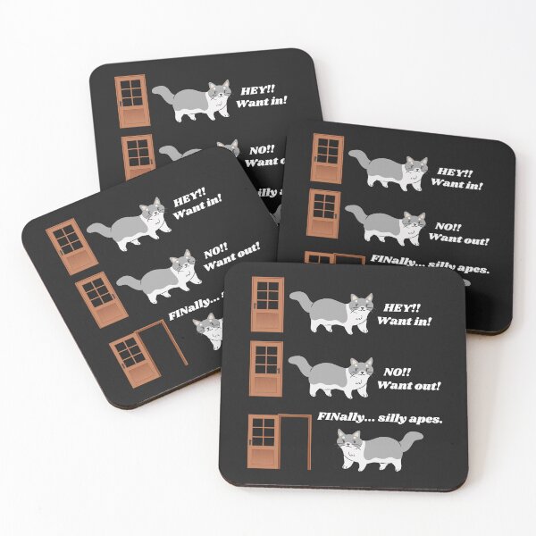 Item preview, Gray Cats and Doors (White Letters, Black Background) designed and sold by Icefyre-Art.