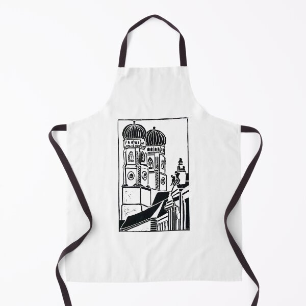 Item preview, Munich Frauenkirche black and white linocut illustration designed and sold by Olivia Braunsteiner.