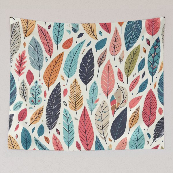 Item preview, Colorful Leaves Feathers Cartoon Illustration Drawing 2 designed and sold by CoffeeIsATrip.