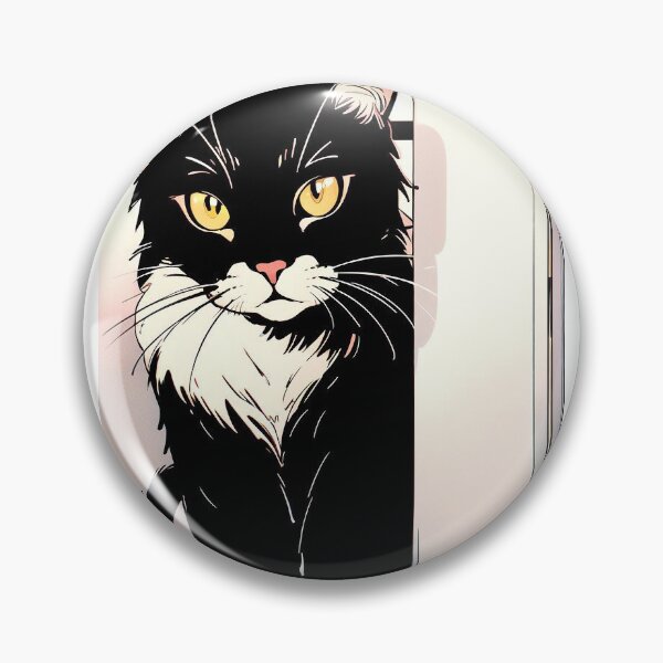 Item preview, Digital drawing of a black and white cat illustration designed and sold by illustrationMat.
