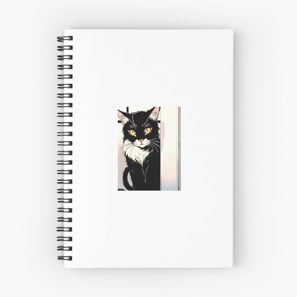 Item preview, Digital drawing of a black and white cat illustration designed and sold by illustrationMat.