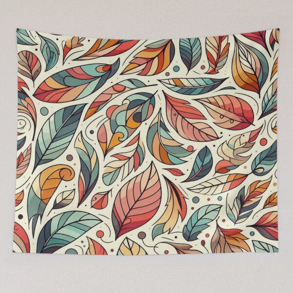 Item preview, Colorful Leaves Feathers Cartoon Illustration Drawing 3 designed and sold by CoffeeIsATrip.