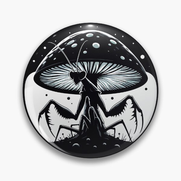 Item preview, Monochromatic Praying Mantis in Mushroom Garden designed and sold by TomFrontierArt.