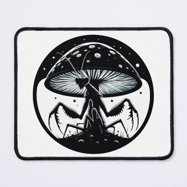 Item preview, Monochromatic Praying Mantis in Mushroom Garden designed and sold by TomFrontierArt.