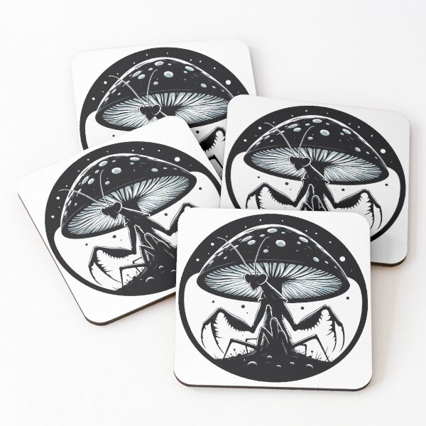 Item preview, Monochromatic Praying Mantis in Mushroom Garden designed and sold by TomFrontierArt.