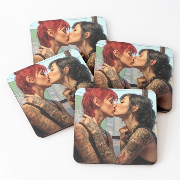 Item preview, Black Valentine | Goth Punk Girls Kissing AI designed and sold by scudpunk.