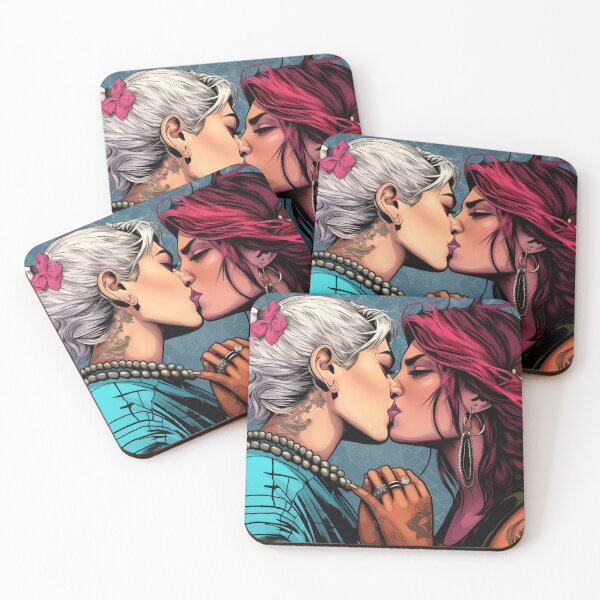 Item preview, Passionate Moment | Goth Punk Girls Kissing AI designed and sold by scudpunk.