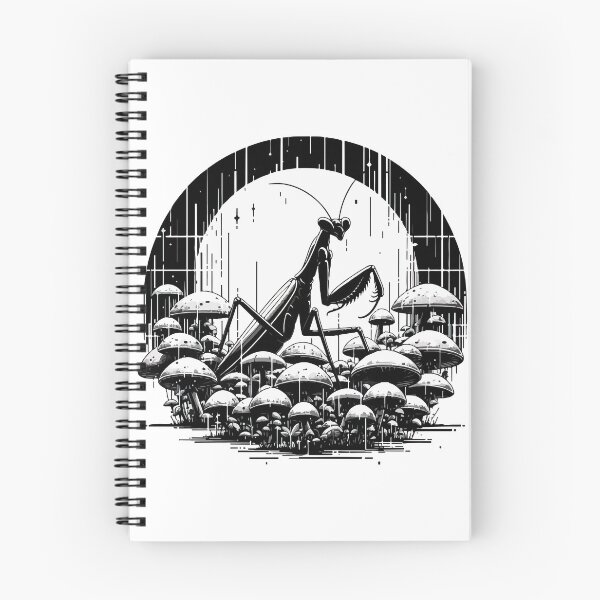 Item preview, Monochromatic Praying Mantis in Mushroom Garden designed and sold by TomFrontierArt.