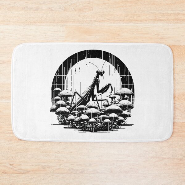 Item preview, Monochromatic Praying Mantis in Mushroom Garden designed and sold by TomFrontierArt.