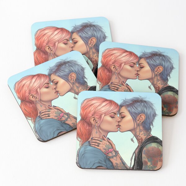 Item preview, Band Chick Kiss | Goth Punk Girls Kissing AI designed and sold by scudpunk.