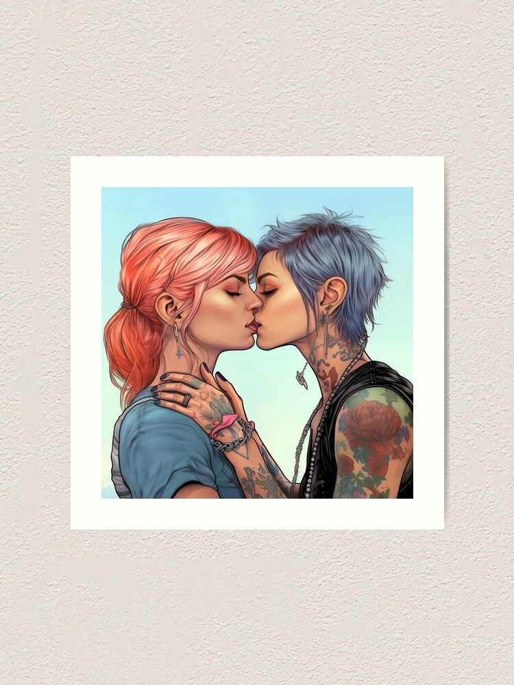 Band Chick Kiss | Goth Punk Girls Kissing AI