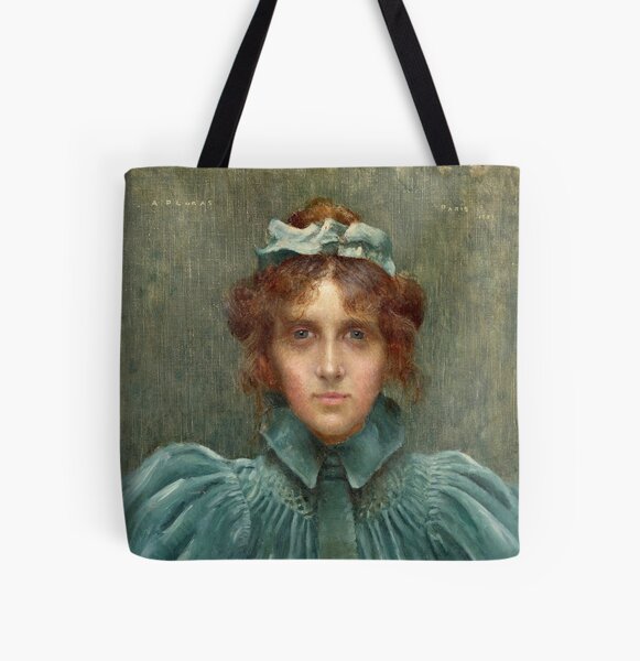 Vintage Portrait of a Woman in Velvet Dress | P192 All Over Print Tote Bag
