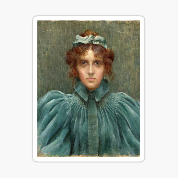 Vintage Portrait of a Woman in Velvet Dress | P192 Sticker