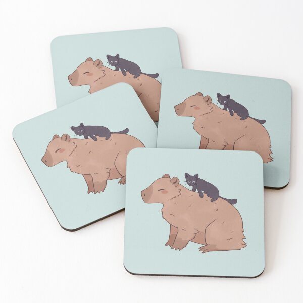 Item preview, capybara and black cat designed and sold by papercreatyre.