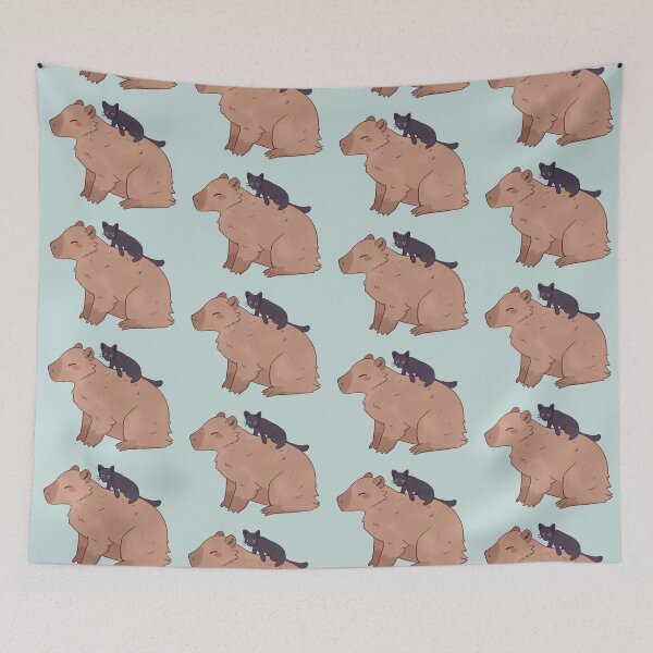 Item preview, capybara and black cat designed and sold by papercreatyre.