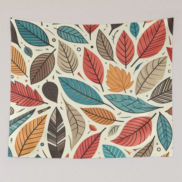 Item preview, Colorful Leaves Feathers Cartoon Illustration Drawing 8 designed and sold by CoffeeIsATrip.