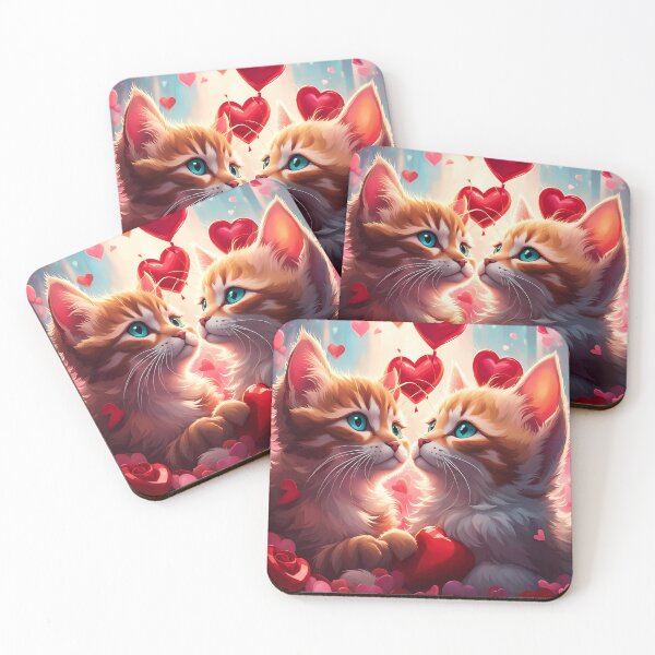 Item preview, Kittens celebrating Valentines day, randome floating love hearts designed and sold by Colin Bentham.