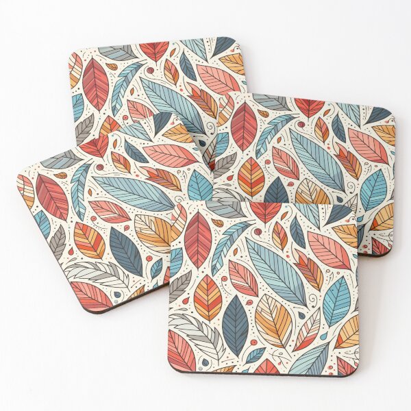 Item preview, Colorful Leaves Feathers Cartoon Illustration Drawing 9 designed and sold by CoffeeIsATrip.