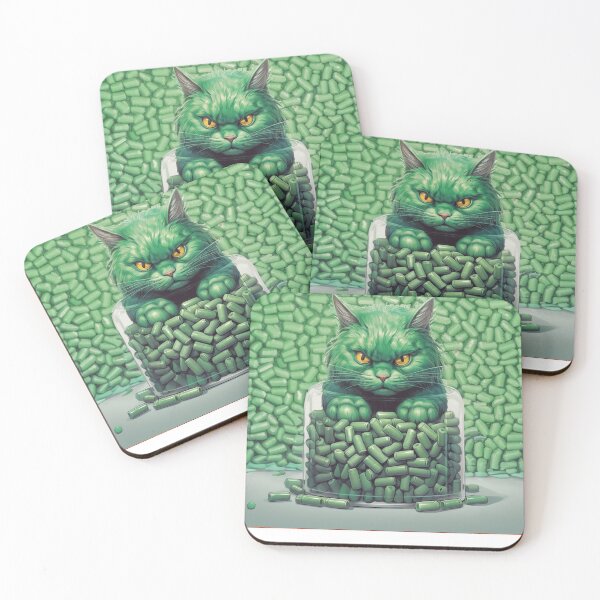 Item preview, Green Cat in Green Pills designed and sold by RaveAnimals.