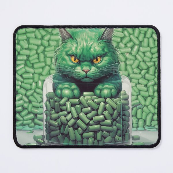 Item preview, Green Cat in Green Pills designed and sold by RaveAnimals.