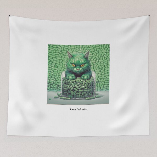 Item preview, Green Cat in Green Pills designed and sold by RaveAnimals.