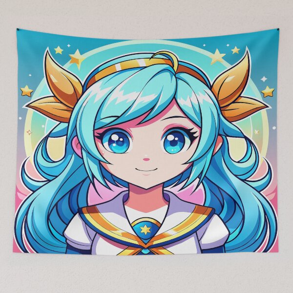 Item preview, Cute Kawaii Anime Girl with hair crown ribbon designed and sold by AgarutanPrint.