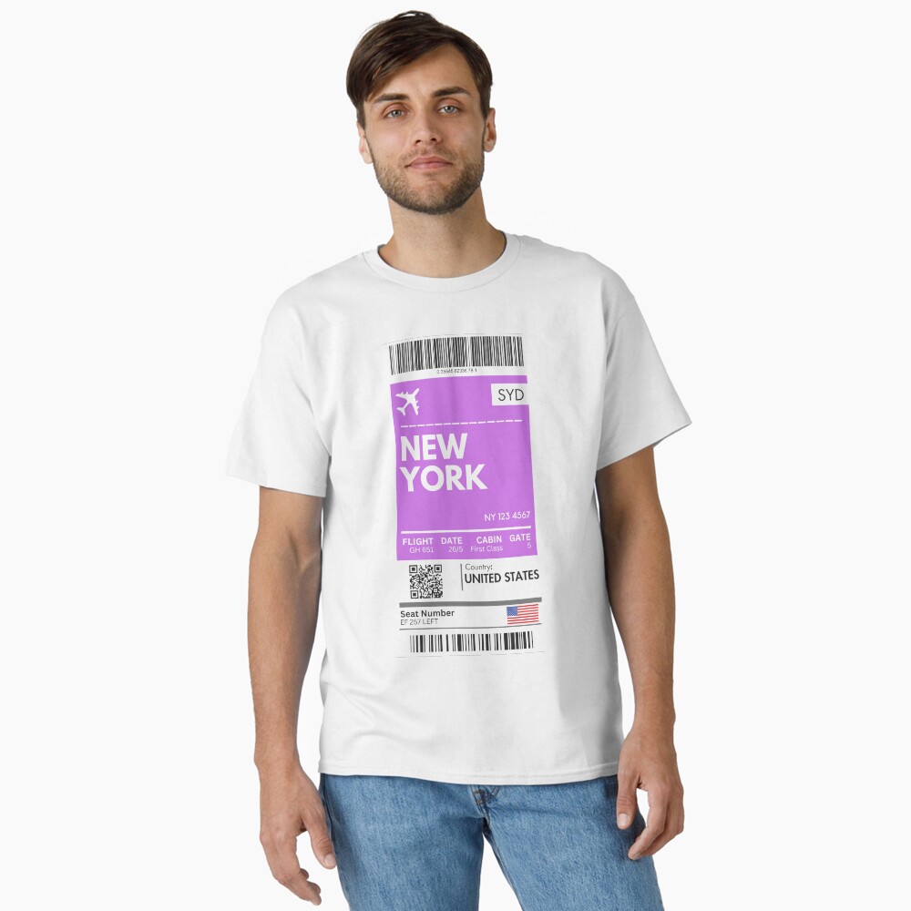 New York Airplane Boarding Pass Sticker