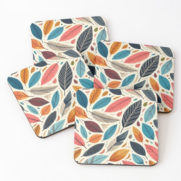 Item preview, Colorful Leaves Feathers Cartoon Illustration Drawing 11 designed and sold by CoffeeIsATrip.