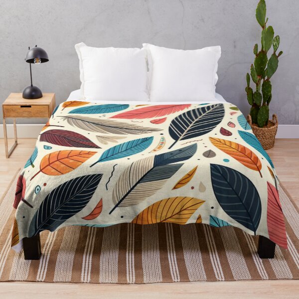 Item preview, Colorful Leaves Feathers Cartoon Illustration Drawing 11 designed and sold by CoffeeIsATrip.