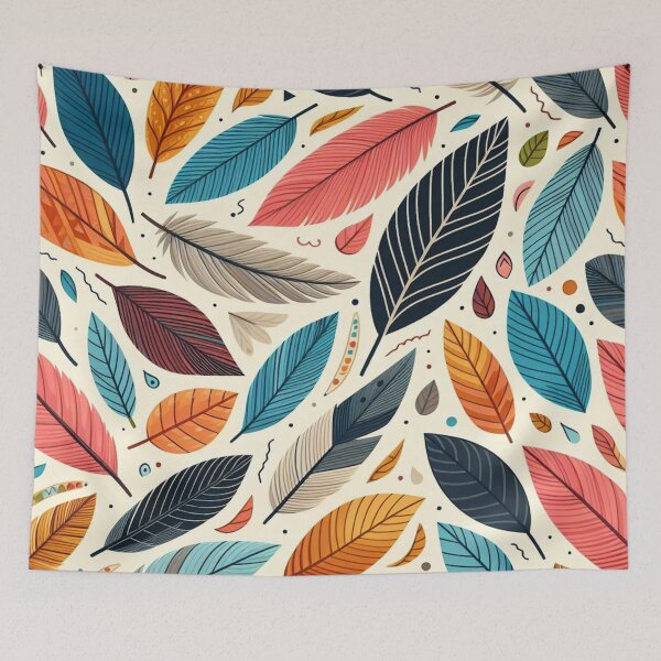 Item preview, Colorful Leaves Feathers Cartoon Illustration Drawing 11 designed and sold by CoffeeIsATrip.