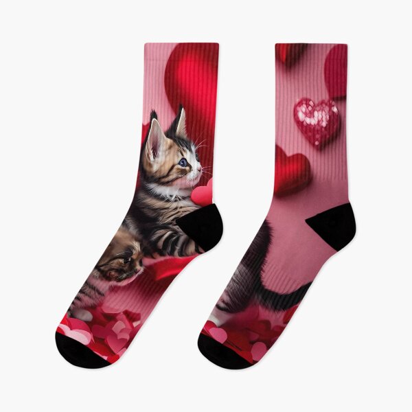 Item preview, Kittens celebrating Valentines day, randome floating love hearts designed and sold by Colin Bentham.