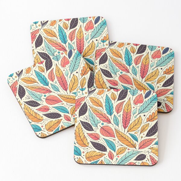 Item preview, Colorful Leaves Feathers Cartoon Illustration Drawing 12 designed and sold by CoffeeIsATrip.