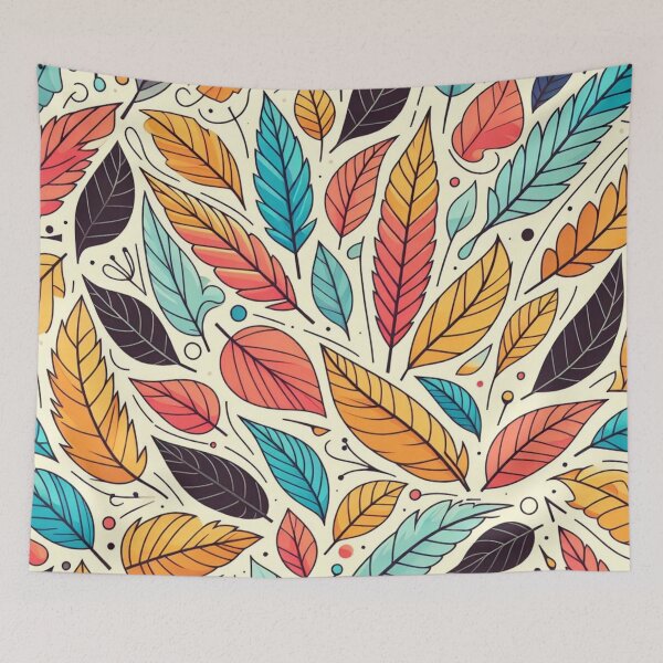 Item preview, Colorful Leaves Feathers Cartoon Illustration Drawing 12 designed and sold by CoffeeIsATrip.