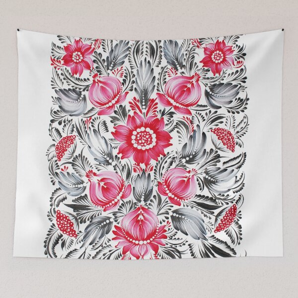 Item preview, Petrykivka in pink and black designed and sold by BEATRICE BISIAUX.