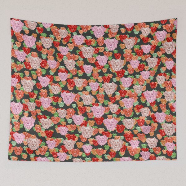 Item preview, Smiling Dog Faces Floral-like Pink Multicolored Pattern designed and sold by DuFauna.