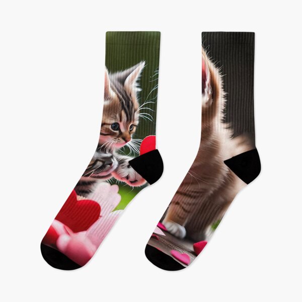 Item preview, Kittens celebrating Valentines day, randome floating love hearts designed and sold by Colin Bentham.