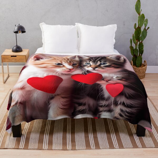 Item preview, Kittens celebrating Valentines day, randome floating love hearts designed and sold by Colin Bentham.