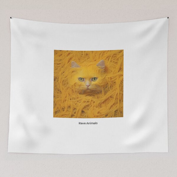 Aperçu de l'œuvre Chat jaune en spaghetti créée et vendue par RaveAnimals.