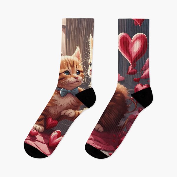 Item preview, Kittens celebrating Valentines day, randome floating love hearts designed and sold by Colin Bentham.