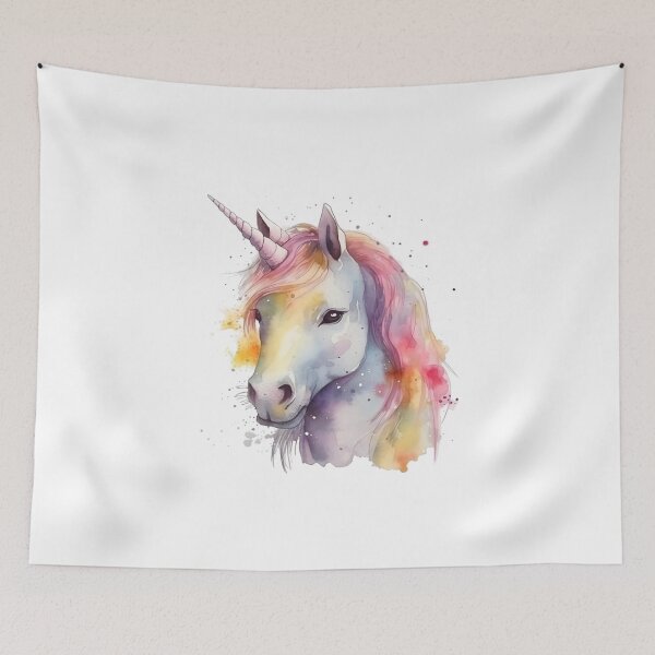 Artikelvorschau, Wunderschönes Einhorn in Wasserfarben-Stil entworfen und verkauft von RaveAnimals.
