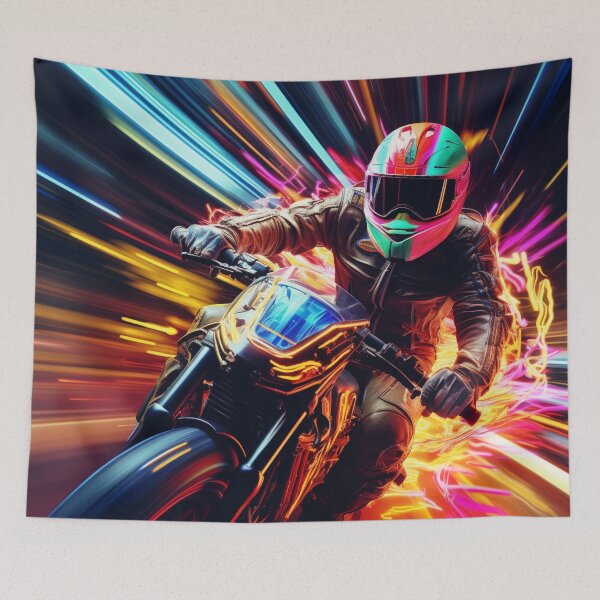 Item preview, Neon Speed Demons - High-Octane Race Motorcycle Artwork designed and sold by ElLocoMus.
