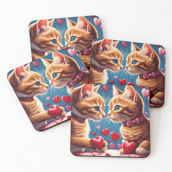 Item preview, Kittens celebrating Valentines day, randome floating love hearts designed and sold by Colin Bentham.